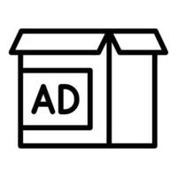 Box or Ad box Vector Icon, Outline style icon, from Advertisement icons collection, isolated on white Background.