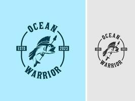 Vector angry ocean fish fighter warrior logo