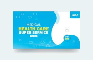 Medical thumbnail healthcare clinic banner cover hospital video thumbnail design template vector