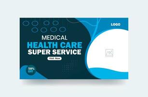 Medical thumbnail healthcare clinic banner cover hospital video thumbnail design template vector