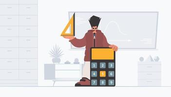 A man holding a phone and a pencil vector