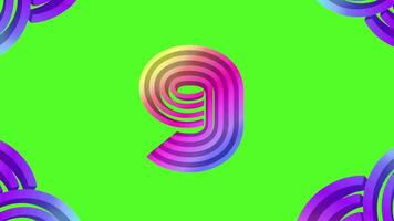 Abstract colorful number on a green background animation video