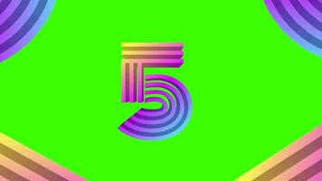 Abstract colorful number on a green background animation video