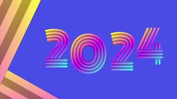 Happy new year 2024. With brightly colored number animated video