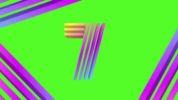 Abstract colorful number on a green background animation video