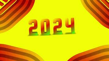 Happy new year 2024. With brightly colored number animated video