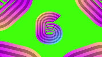 Abstract colorful number on a green background animation video