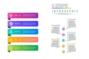 infographic template 5 step for business direction, marketing strategy, diagram, data, glowth, arrow timeline, for presentation report and progress vector