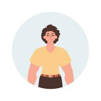 Round avatar of a man. Character with a modern style. vector