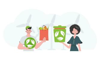 Ecology friendly concept. ECO people. Trend style.Vector illustration. vector