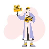 Blogger guy. The concept of social networking. Line art trendy style. illustration. vector
