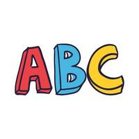 Vector the letters abc in doodle style. hand drawn colorful vector illustration