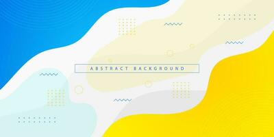 Blue and yellow geometric business banner design. Colorful creative banner design with wave shapes and lines on white background. Simple horizontal banner. Eps10 vector