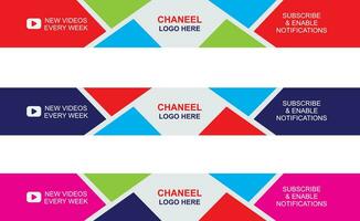 3 Color Version Vector Creative Modern Youtube Banner Template