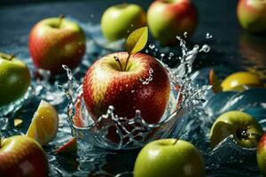 Water splash on apple fruit. Pro Photo