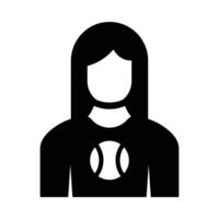 Female Baseball Fan Vector Glyph Icon For Personal And Commercial Use.