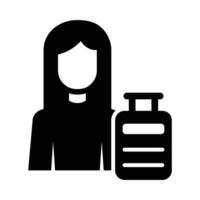 Traveler Female Vector Glyph Icon For Personal And Commercial Use.
