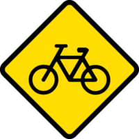 fietsen enkel en alleen, weg tekens, waarschuwing tekens pictogrammen. png