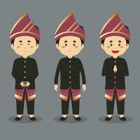 Bengkulu Indonesian Character with Various Expression vector