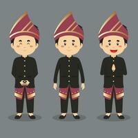 bengkulu indonesio personaje con varios expresión vector