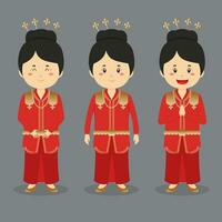 Bengkulu Indonesian Character with Various Expression vector