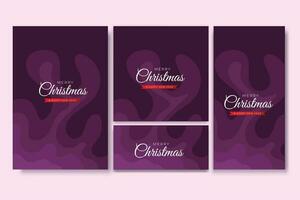 Merry Christmas Flyer and Social Media Bundle Set with Abstract Background Geometric vector