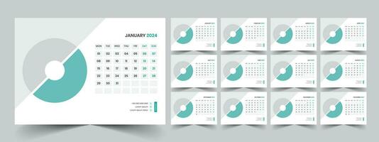 Calendar 2024 planner corporate template design set. Week starts on Monday. template for annual calendar 2024 vector