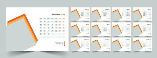 Calendar 2024 planner corporate template design set. Week starts on Monday. template for annual calendar 2024 vector