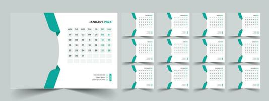 Calendar 2024 planner corporate template design set. Week starts on Monday. template for annual calendar 2024 vector