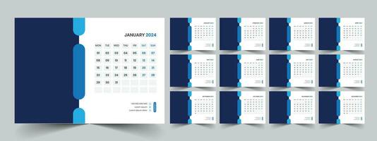 Calendar 2024 planner corporate template design set. Week starts on Monday. template for annual calendar 2024 vector