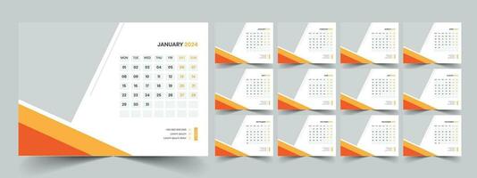 Calendar 2024 planner corporate template design set. Week starts on Monday. template for annual calendar 2024 vector