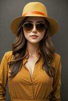 Woman in modern clothes with sunglasses by AI Generative photo