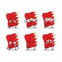 Beef ribs cartoon character with sad expression vector