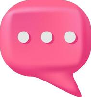 Waiting sign on pink speech bubbles. Vector 3d render speech bubble. Question and answer bubble in pink colors. Support chat 3d banner. Information tag shape. Quiz answer label.