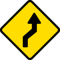 Double curve, first to right, Road signs, warning signs icons. png