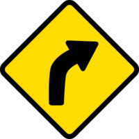 curva a bien, la carretera señales, advertencia señales iconos png