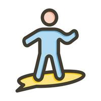 Person Surfing Vector Thick Line Filled Colors Icon For Personal And Commercial Use.