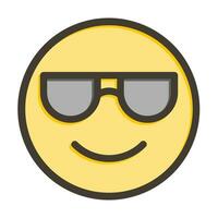 sonriente cara con Gafas de sol vector grueso línea lleno colores icono para personal y comercial usar.