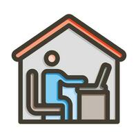 Working At Home Vector Thick Line Filled Colors Icon For Personal And Commercial Use.