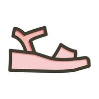 mujer sandalia vector grueso línea lleno colores icono para personal y comercial usar.