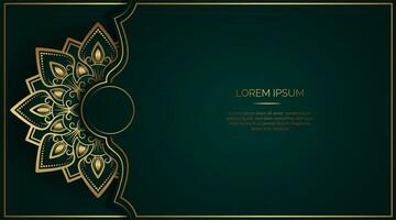 Green luxury background  with mandala ornament vector