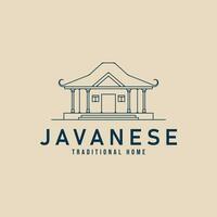 joglo house line art  logo icon template design. home, javanese , traditional, culture, vector illustration design