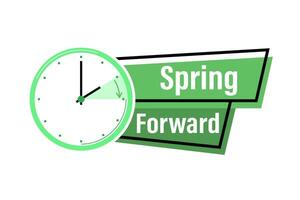 Summer time. Daylight saving time. Spring forward clock vector icon