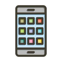 teléfono inteligente vector grueso línea lleno colores icono para personal y comercial usar.