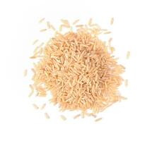 Brown rice isolated on white background. Top view. photo