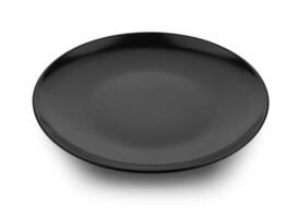 Black plate isolated on white background photo