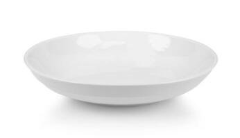 Ceramic plate isolated on white background photo