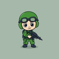 hombre en Ejército uniforme con largo pistola vector