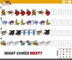 pattern activity with cartoon insects animal characters vector