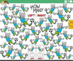 counting left and right pictures of cartoon cat playing soccer vector